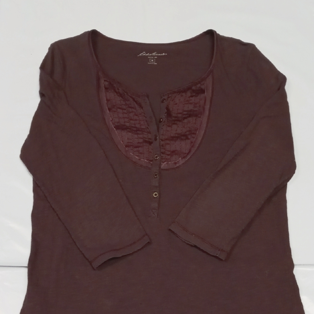 Eddie Bauer Women's Brown Button Top Size M